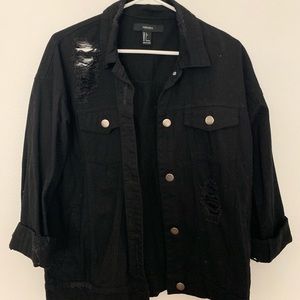 Distressed Black Denim Jacket